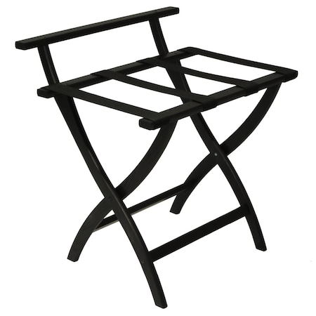 Wooden Mallet Wall Saver Luggage Rack with Black Straps - Black LR4-BKBLK